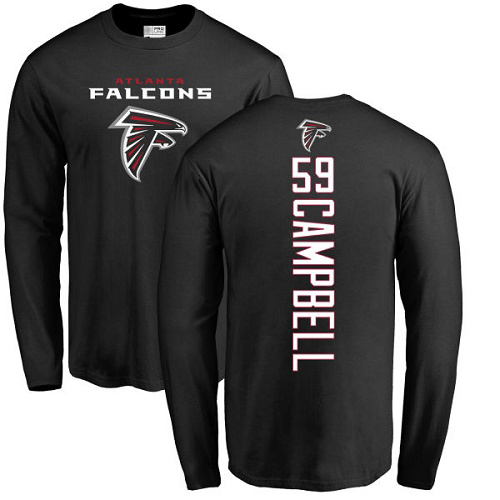 Atlanta Falcons Men Black De Vondre Campbell Backer NFL Football #59 Long Sleeve T Shirt